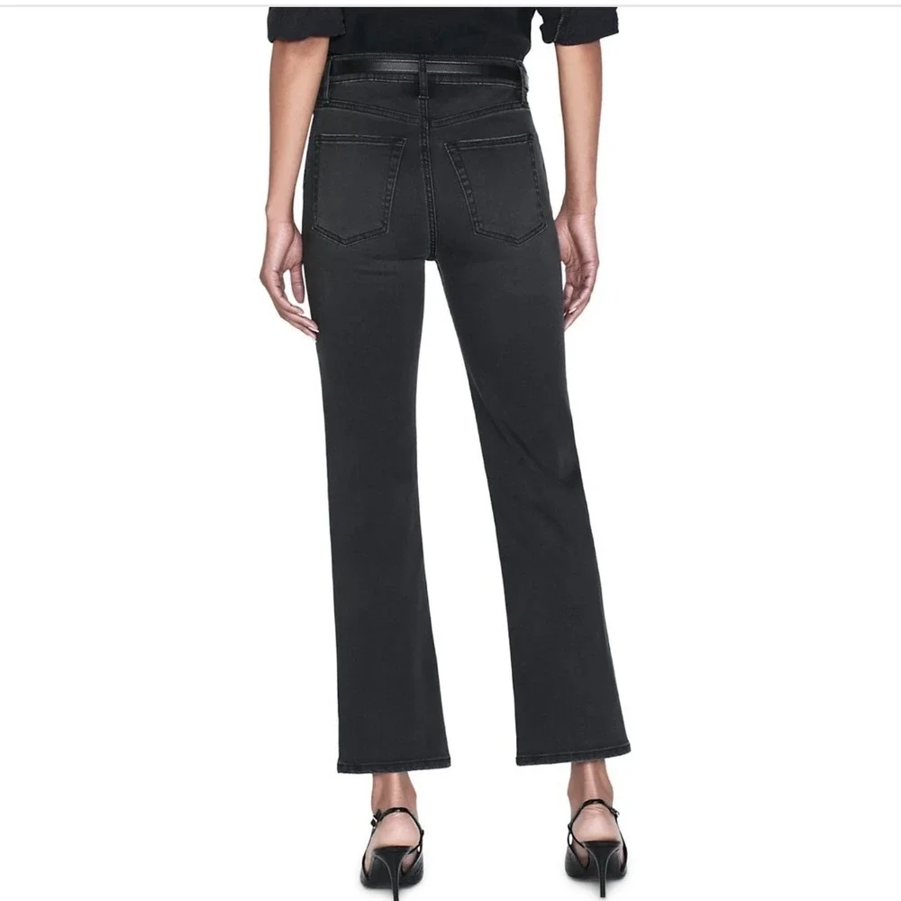 FRAME Le Sleek Straight High Rise Cropped Jeans Kerry Black‎ LSLS208 Womens 32 - Picture 2 of 5